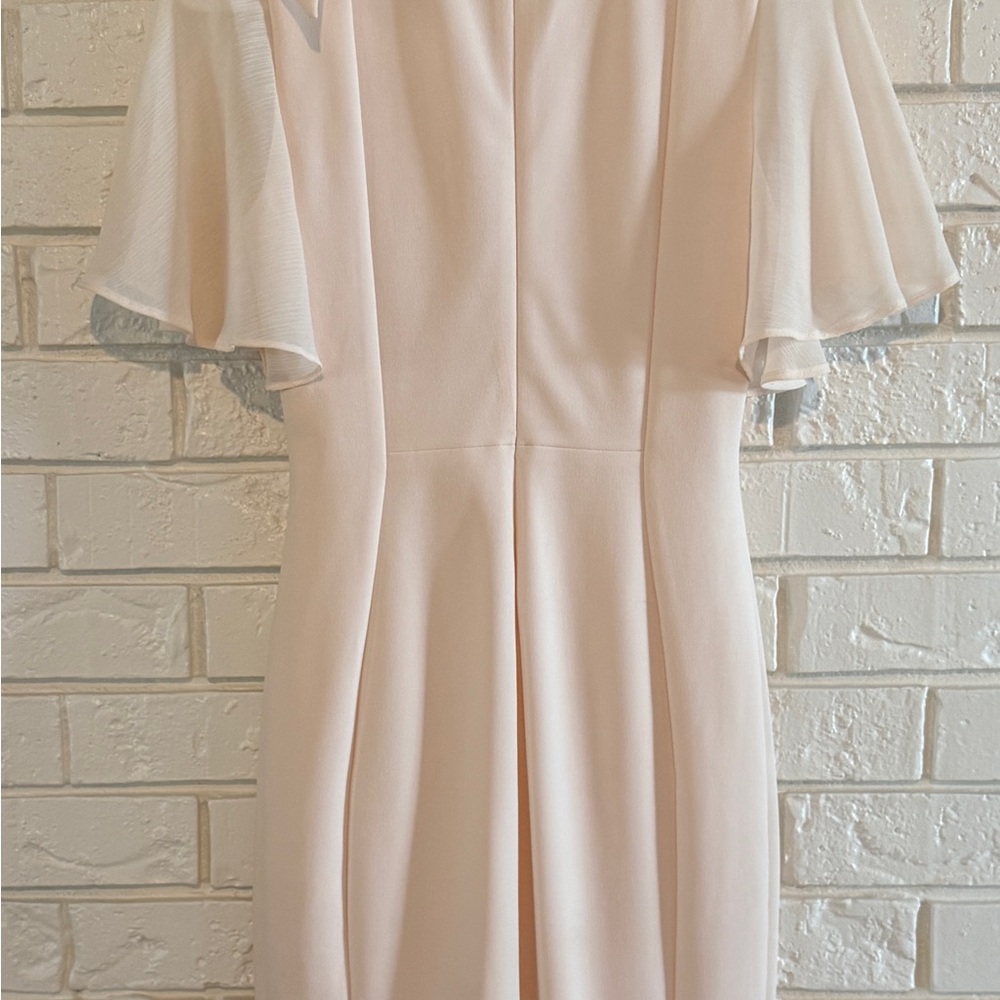 Calvin Klein Dress with Sheer Sleeves and faux tie neck - Picture 2 of 5